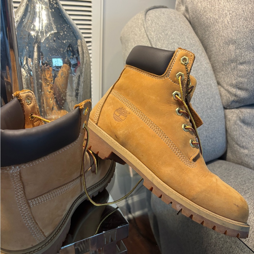 Timberland Tan and Brown Nubuck Boots with Rugged Sole